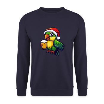 Parrot Christmas Beer Funny - Unisex Sweatshirt - navy - Front - Alina (178cm) & Michal (187cm)