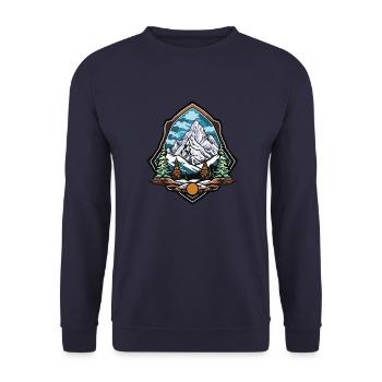 Berge Mountains Natur - Unisex Pullover - Navy - Vorne - Alina (178cm) & Michal (187cm)
