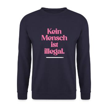 PERSONNE N’EST ILLÉGAL - L’Original - Sweat-shirt Unisexe - marine - Devant - Alina (178cm) & Michal (187cm)