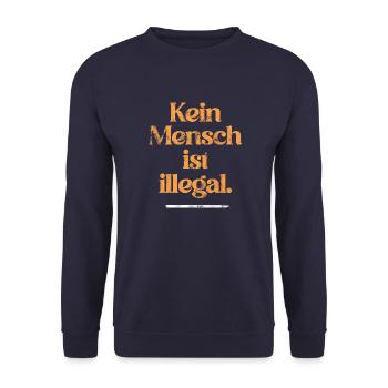 PERSONNE N’EST ILLÉGAL - L’Original - Sweat-shirt Unisexe - marine - Devant - Alina (178cm) & Michal (187cm)