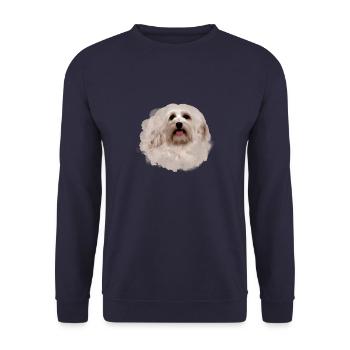 Havaneser,Bolognais,Maltais,chien,graffiti beige - Sweat-shirt Unisexe - marine - Devant - Alina (178cm) & Michal (187cm)
