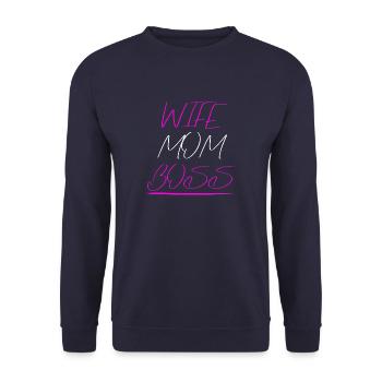 Wife Mom Boss Wife Mama Mother Gift - Unisex Sweatshirt - navy - Front - Alina (178cm) & Michal (187cm)