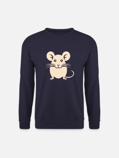 Cheerful Mouse Illustration - Unisex Sweatshirt - navy