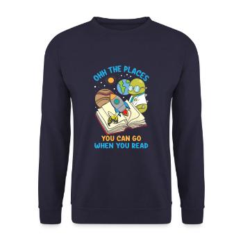 Ooh Les endroits où vous pouvez aller quand vous lisez la lecture - Sweat-shirt Unisexe - marine - Devant - Alina (178cm) & Michal (187cm)