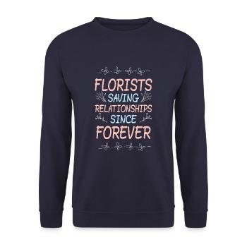 Les fleuristes sauvent des relations depuis toujours drôles - Sweat-shirt Unisexe - marine - Devant - Alina (178cm) & Michal (187cm)
