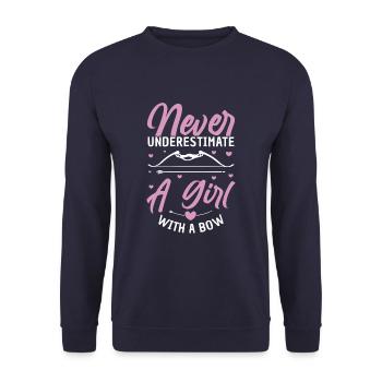 Never Underestimate A Girl With A Bow Funny - Unisex Sweatshirt - navy - Front - Alina (178cm) & Michal (187cm)