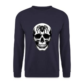Crâne avec une grande araignée sur le front - Sweat-shirt Unisexe - marine - Devant - Alina (178cm) & Michal (187cm)