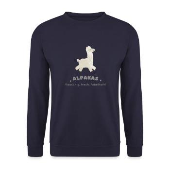 Alpakas - frech und flauschig - Unisex Pullover - Navy - Vorne - Alina (178cm) & Michal (187cm)