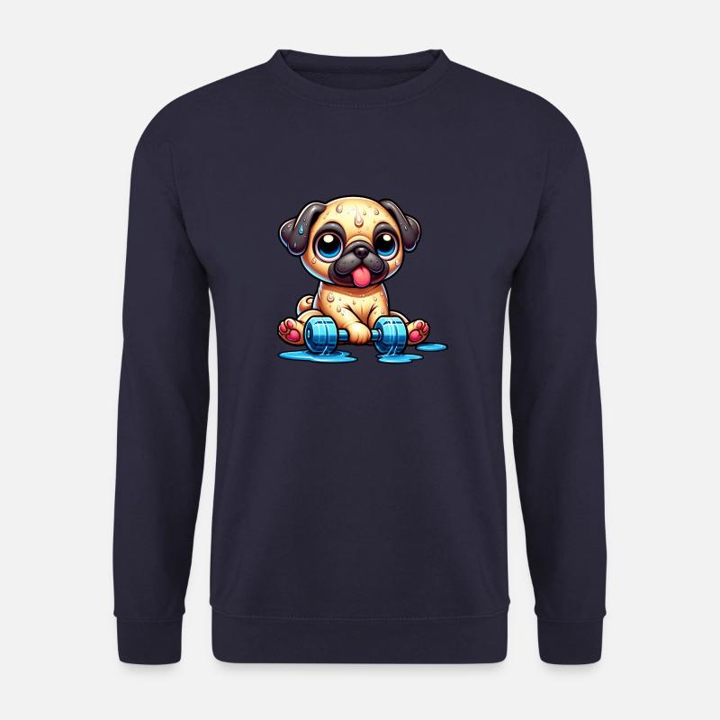 Lustiger Mops Cartoon Fitness Workout - Unisex Pullover - Navy