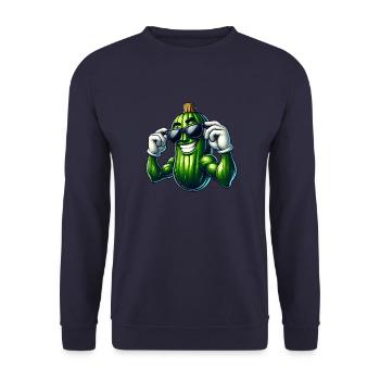 Cool Cucumber Pickle Vegetables Cartoon - Unisex Sweatshirt - navy - Front - Alina (178cm) & Michal (187cm)