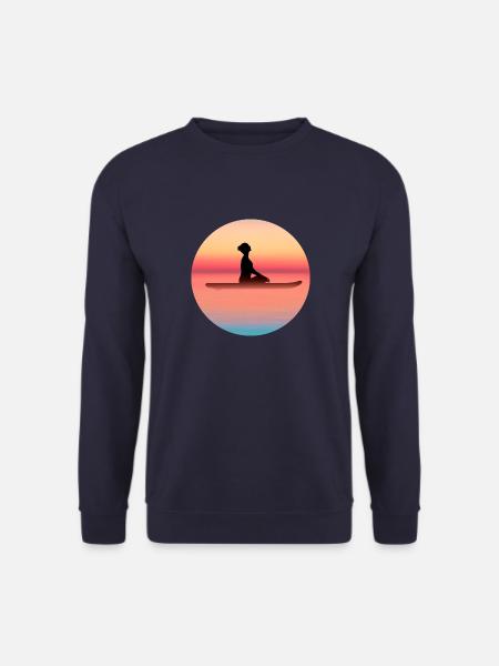 Yoga SUP Stand Up Paddling Frau im Sonnenuntergang - Unisex Pullover - Navy