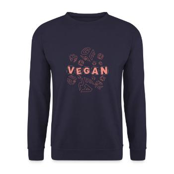 vegan alt-rosa Würfelblock - Unisex Pullover - Navy - Vorne - Alina (178cm) & Michal (187cm)