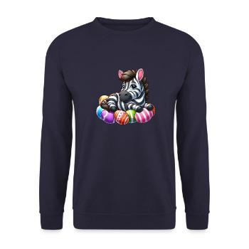 Cute Zebra Easter Egg Cartoon Easter - Unisex Sweatshirt - navy - Front - Alina (178cm) & Michal (187cm)