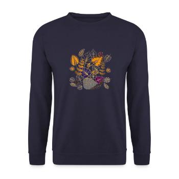 Spread Blätter-Potpourri - Unisex Pullover - Navy - Vorne - Alina (178cm) & Michal (187cm)