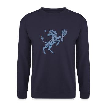 Zebra Tennis Tennisball Balancieren Horn - Unisex Pullover - Navy - Vorne - Alina (178cm) & Michal (187cm)