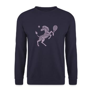 Zebra Tennis Tennisball Balancieren Horn - Unisex Pullover - Navy - Vorne - Alina (178cm) & Michal (187cm)