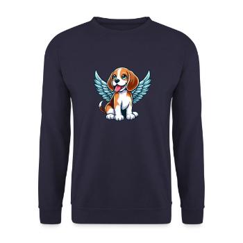 Ange Beagle mignon avec des ailes Cartoon Chibi - Sweat-shirt Unisexe - marine - Devant - Alina (178cm) & Michal (187cm)