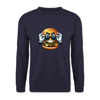 Cool burger Comic Amateur de restauration rapide - Sweat-shirt Unisexe - marine - Devant - Alina (178cm) & Michal (187cm)