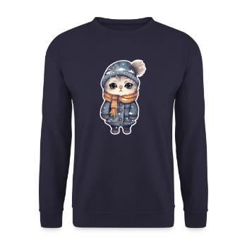 Chat avec chapeau, écharpe et veste - Sweat-shirt Unisexe - marine - Devant - Alina (178cm) & Michal (187cm)