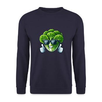Cooler veganer Salat mit Sonnenbrille Vegetarisch - Unisex Pullover - Navy - Vorne - Alina (178cm) & Michal (187cm)