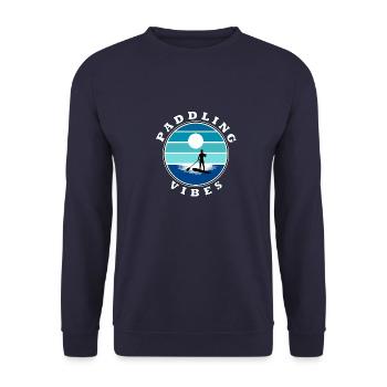 Paddling Vibes -retro- Paddle Boarder - Unisex Sweatshirt - navy - Front - Alina (178cm) & Michal (187cm)