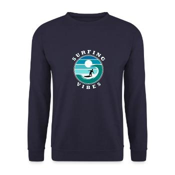 Surfing Vibes – retro 2 - Surfer - Unisex Pullover - Navy - Vorne - Alina (178cm) & Michal (187cm)