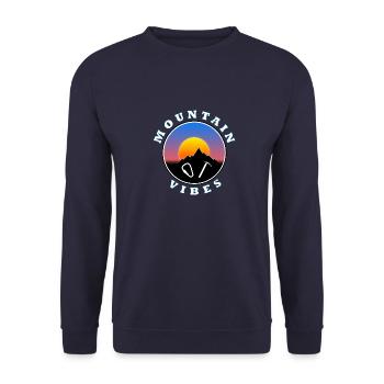 Mountain vibes - Sun - circular design logo - Unisex Sweatshirt - navy - Front - Alina (178cm) & Michal (187cm)