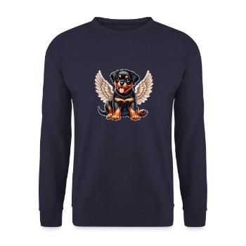 Rottweiler dessin animé ange avec des ailes Chibi mignon - Sweat-shirt Unisexe - marine - Devant - Alina (178cm) & Michal (187cm)