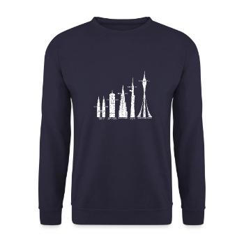 Tallest Skyscrapers Clouds Buildings Mega Towers - Unisex Sweatshirt - navy - Front - Alina (178cm) & Michal (187cm)