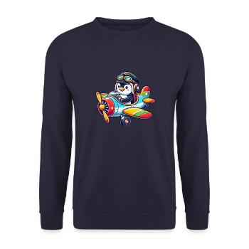 Licence de vol de pilote de pingouin Avion Dessin animé volant - Sweat-shirt Unisexe - marine - Devant - Alina (178cm) & Michal (187cm)