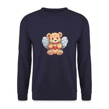 bär engel flügel herz liebe valentinstag - Unisex Pullover - Navy - Vorne - Alina (178cm) & Michal (187cm)