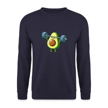 Comic Avocado Workout Fitness Dumbbell - Unisex Sweatshirt - navy - Front - Alina (178cm) & Michal (187cm)