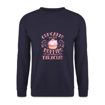 Cake Baker cupcakes Just Muffins Believed Miracles - Unisex Sweatshirt - navy - Front - Alina (178cm) & Michal (187cm)