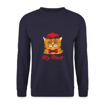 Artist Painter Graphic My Cat Drawing Artist - Unisex Sweatshirt - navy - Front - Alina (178cm) & Michal (187cm)