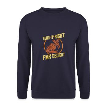 Dirt Biker Riding Send It Right FMX Delight - Unisex Pullover - Navy - Vorne - Alina (178cm) & Michal (187cm)