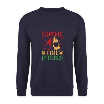 Nain de jardin Costume Gnome Temps Salopes Gnome - Sweat-shirt Unisexe - marine - Devant - Alina (178cm) & Michal (187cm)