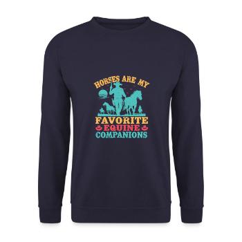 Hobby Horse Rider My Favorite Equine Companions - Unisex Pullover - Navy - Vorne - Alina (178cm) & Michal (187cm)
