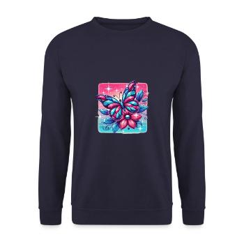 Diamond Painting Artist Butterfly Diamond Painting - Unisex Pullover - Navy - Vorne - Alina (178cm) & Michal (187cm)