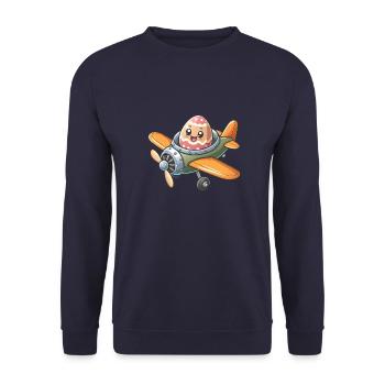 Easter Egg Airplane Pilot Design - Unisex Sweatshirt - navy - Front - Alina (178cm) & Michal (187cm)