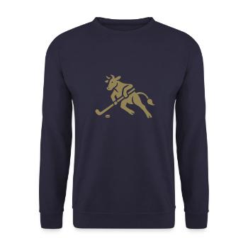Cow Bull Hockey Player Silhouette - Unisex Sweatshirt - navy - Front - Alina (178cm) & Michal (187cm)