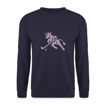 Cow Bull Hockey Player Silhouette - Unisex Sweatshirt - navy - Front - Alina (178cm) & Michal (187cm)