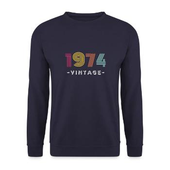 1974 Vintage - Anniversary, 50th Birthday - Unisex Sweatshirt - navy - Front - Alina (178cm) & Michal (187cm)