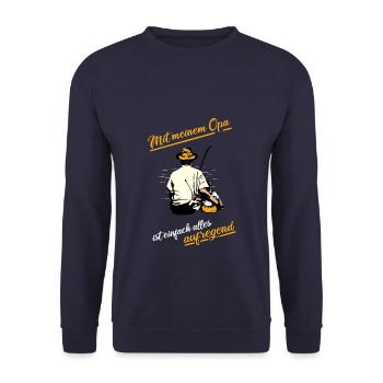 Opa Angeln Enkel Ruhe Aufregend Angler Fischer - Unisex Pullover - Navy - Vorne - Alina (178cm) & Michal (187cm)