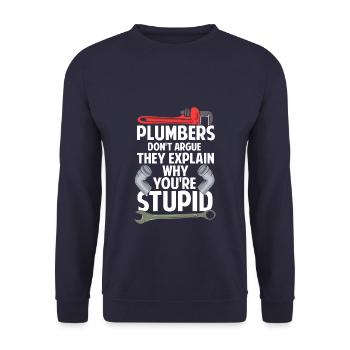 Plumber Installer Craftsman Saying Gift - Unisex Sweatshirt - navy - Front - Alina (178cm) & Michal (187cm)