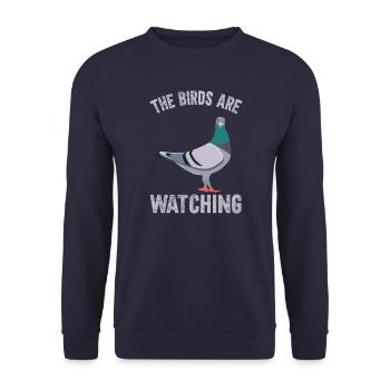 Birds Are Watching - Unisex Sweatshirt - navy - Front - Alina (178cm) & Michal (187cm)