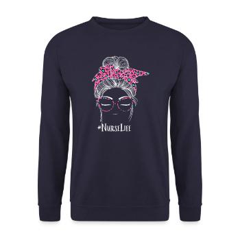Krankenschwester Nurse Life - Unisex Pullover - Navy - Vorne - Alina (178cm) & Michal (187cm)