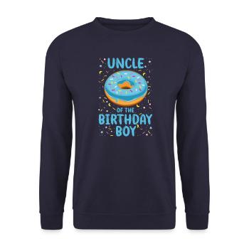 Uncle of the birthday boy boy - Unisex Sweatshirt - navy - Front - Alina (178cm) & Michal (187cm)
