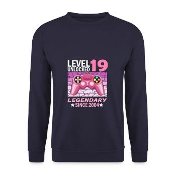 19. Geburtstag Gamer zocken Geburtstjahr 2004 - Unisex Pullover - Navy - Vorne - Alina (178cm) & Michal (187cm)