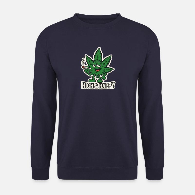 Leafy High & Happy Cartoon - Unisex Pullover - Navy