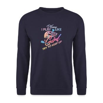 Play like a Darts Girl - Dart - Unisex Pullover - Navy - Vorne - Alina (178cm) & Michal (187cm)